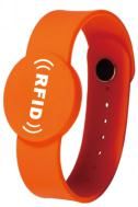 Waterproof RFID silicone wristband made of ABS and PVC for access control, 0–10 cm reading distance, over 100000 read/write cycles, data retention over 10 years